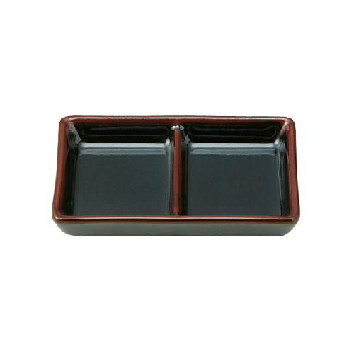 【黒艶 スタック2連皿】仕切皿 高さ22mm×長径:119・短径:73mm【業務用】【グループB】【プロ用】【まとめ買い商品】