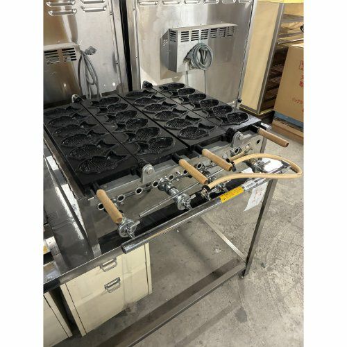 中古】たい焼き機 2連 6匹 幅670×奥行700×高さ180 都市ガス 【送料別途