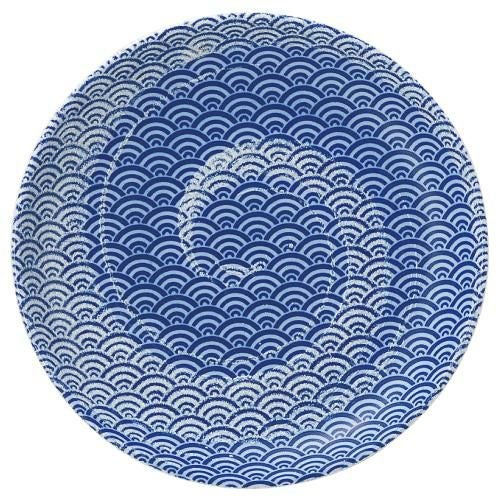 青海波 白渦 15cm丸皿【まとめ買い商品】