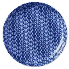 青海波 15cm丸皿 青【まとめ買い商品】