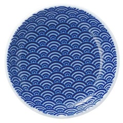 青海波 10cm丸皿 青【まとめ買い商品】