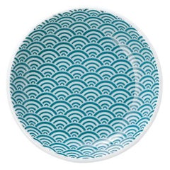 青海波 10cm丸皿 緑【まとめ買い商品】