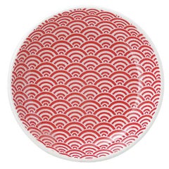 青海波 13cm丸皿 赤【まとめ買い商品】