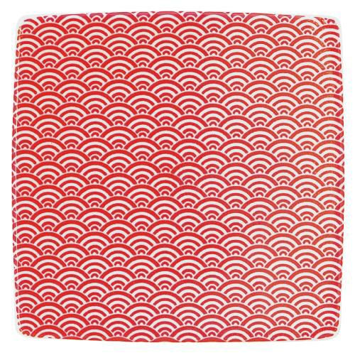 青海波 13.5cmスクエアープレート 赤【まとめ買い商品】