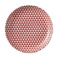 山格子 19cm丸皿 赤【まとめ買い商品】