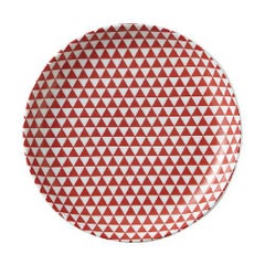 山格子 19cm丸皿 赤【まとめ買い商品】