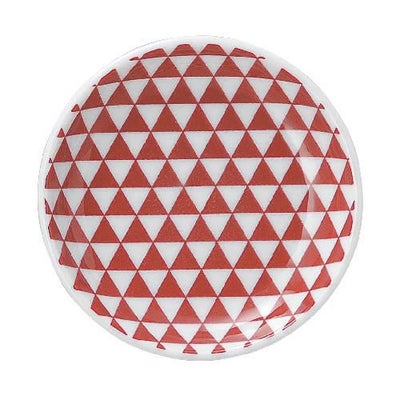 山格子 10cm丸皿 赤【まとめ買い商品】
