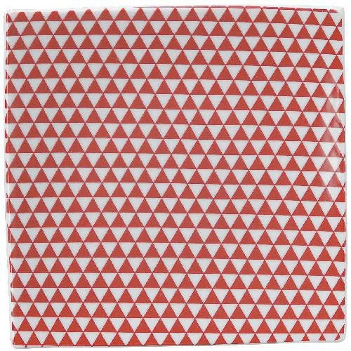 山格子 19.5cmスクエアープレート 赤【まとめ買い商品】