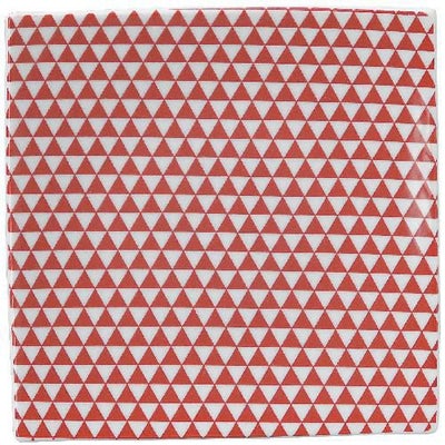 山格子 19.5cmスクエアープレート 赤【まとめ買い商品】