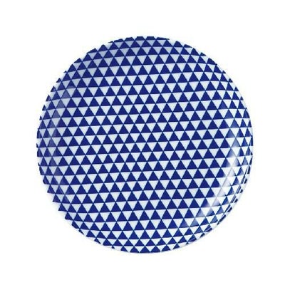 山格子 19cm丸皿 青【まとめ買い商品】