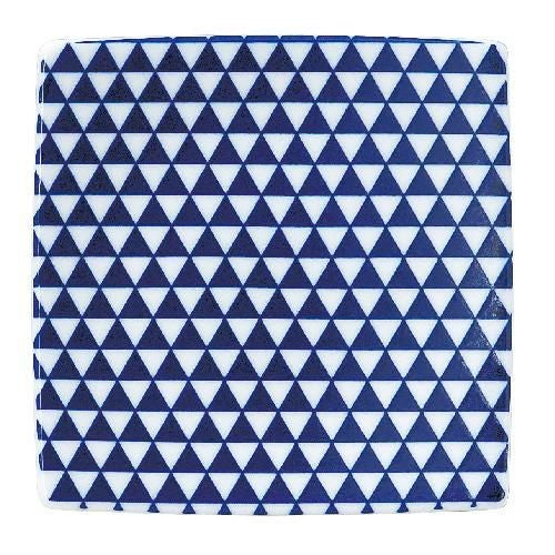 山格子 13.5cmスクエアープレート 青【まとめ買い商品】