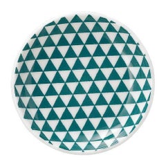 山格子 13cm丸皿 緑【まとめ買い商品】