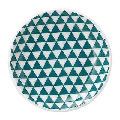 山格子 13cm丸皿 緑【まとめ買い商品】