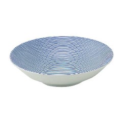 細縞 23cm浅ボウル 青【まとめ買い商品】
