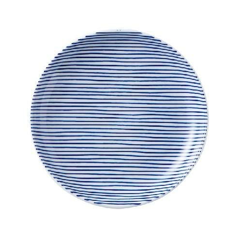細縞 15cm丸皿 青【まとめ買い商品】
