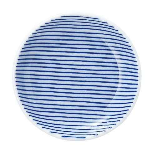 細縞 13cm丸皿 青【まとめ買い商品】