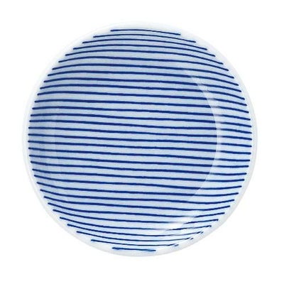 細縞 13cm丸皿 青【まとめ買い商品】