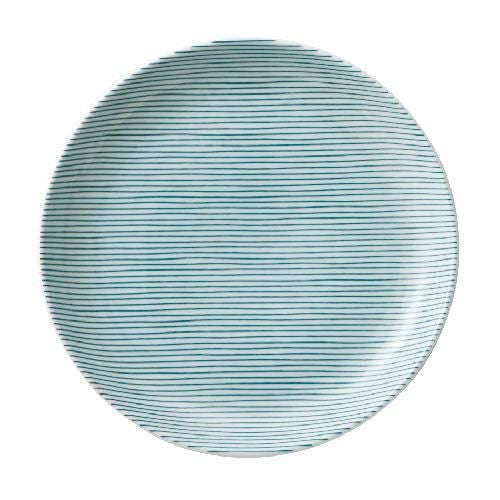 細縞 23cm丸皿 緑【まとめ買い商品】