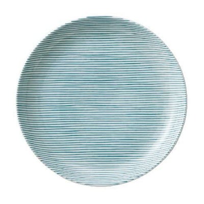 細縞 23cm丸皿 緑【まとめ買い商品】