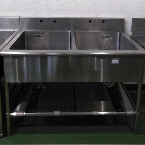 中古】二槽シンク BGあり 幅1200×奥行750×高さ800 【送料別途見積 