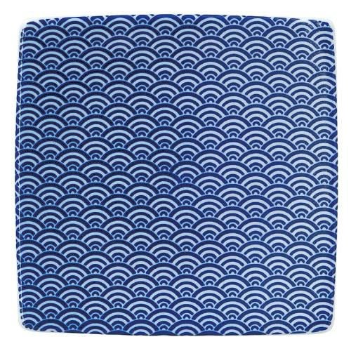 青海波 13.5cmスクエアープレート 青【まとめ買い商品】