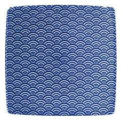 青海波 13.5cmスクエアープレート 青【まとめ買い商品】
