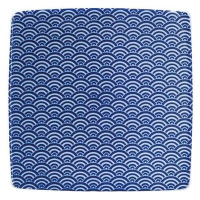 青海波 13.5cmスクエアープレート 青【まとめ買い商品】