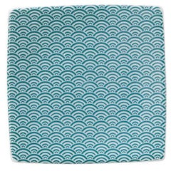 青海波 13.5cmスクエアープレート 緑【まとめ買い商品】