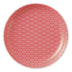 青海波 15cm丸皿 赤【まとめ買い商品】