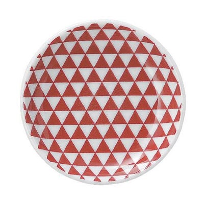 山格子 13cm丸皿 赤【まとめ買い商品】