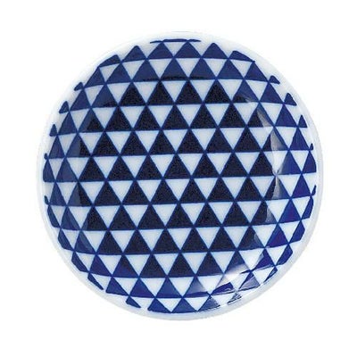 山格子 13cm丸皿 青【まとめ買い商品】