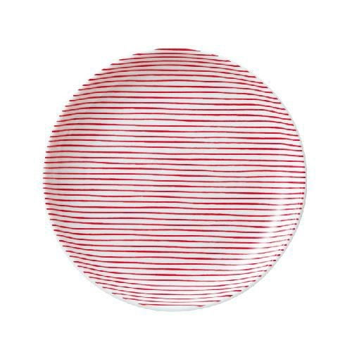 細縞 15cm丸皿 赤【まとめ買い商品】