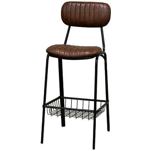 OLE-HC-BR 洋風パイプ椅子 OLE ハイカウンターチェア アミ棚付 ブラウン 【テンポスオリジナル】 1年保証/