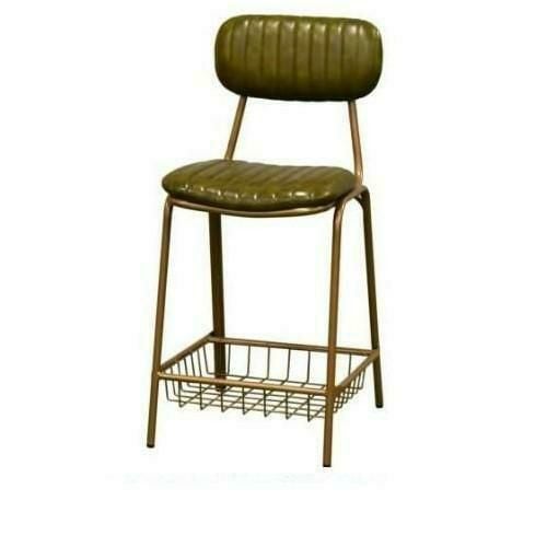 OLE-MC-GR 洋風パイプ椅子 OLE ミドルカウンターチェア アミ棚付 グリーン 【テンポスオリジナル】 1年保証/