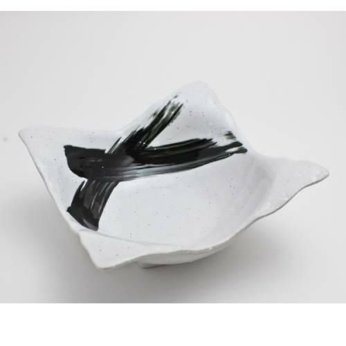 【飲食店定番】TB 四方鉢 大 白 黒刷毛/1入