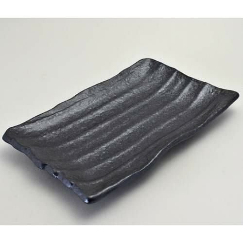 【飲食店定番】TB 波 長角大皿 黒/1入