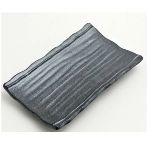 【飲食店定番】TB 木目焼物皿 黒/10入