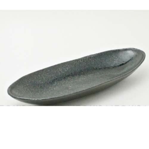 【飲食店定番】TB 黒ブルー結晶 長盛皿/1入