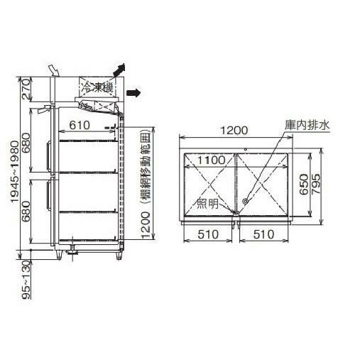 【予約販売】【フクシマガリレイ】冷蔵リーチインショーケース 外装ステンレスタイプ  GGD-120AG 幅1200×奥行795×高さ1950(mm) 単相100V【送料無料】