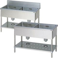 【受注生産品】【マルゼン】二槽シンク バックガードあり BS2-104, BS2-104N 幅1000×奥行450×高さ800mm