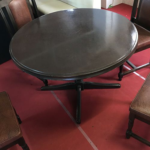 中古】中華 丸テーブル 赤 ターンテーブル付き 幅1200×奥行1200×高さ