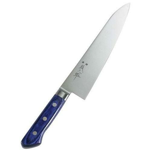 紋三郎 モリブデン鋼 ツバ付 青合板 牛刀 21cm