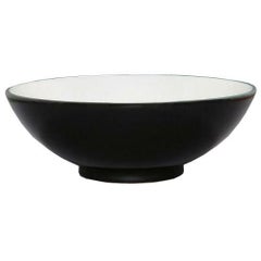 黒釉(中白) 丸6寸丼