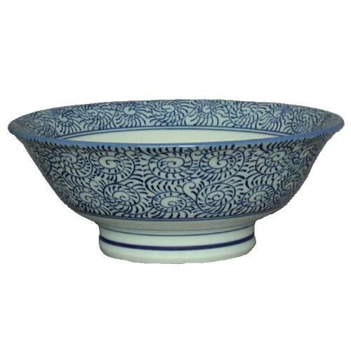 タコ唐草(青) 6.5寸反高台丼