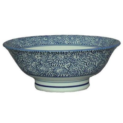 タコ唐草(青) 6.5寸反高台丼