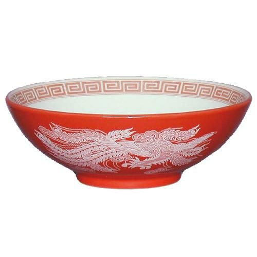 赤釉白竜 丸6・3寸丼