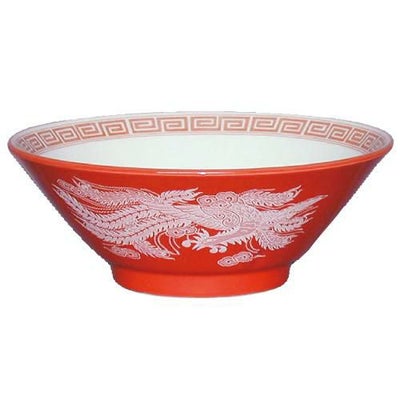 赤釉白竜 切立6・3寸丼