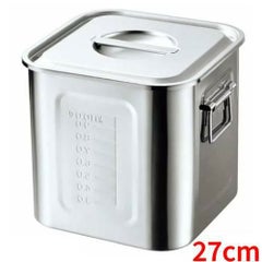 18-8 目盛付 角型キッチンポット 27cm 手付