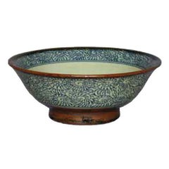タコ唐草(サビ巻青) 6.5寸反高台丼