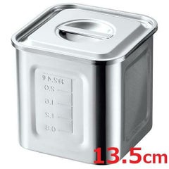 18-8 目盛付 角型キッチンポット 13.5cm 手無